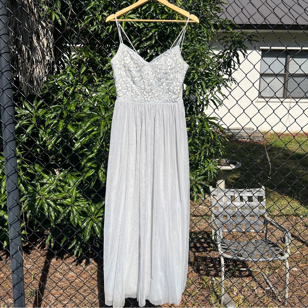 BHLDN Elowen Dress in lightest gray bridesmaid prom maxi size 6 style Maids21